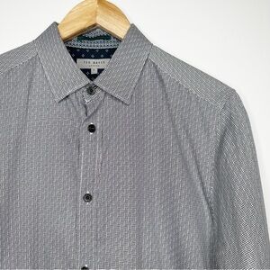 Ted Baker Men's Slim Fit Geometric Print Button Down Shirt - Size 4 (L)